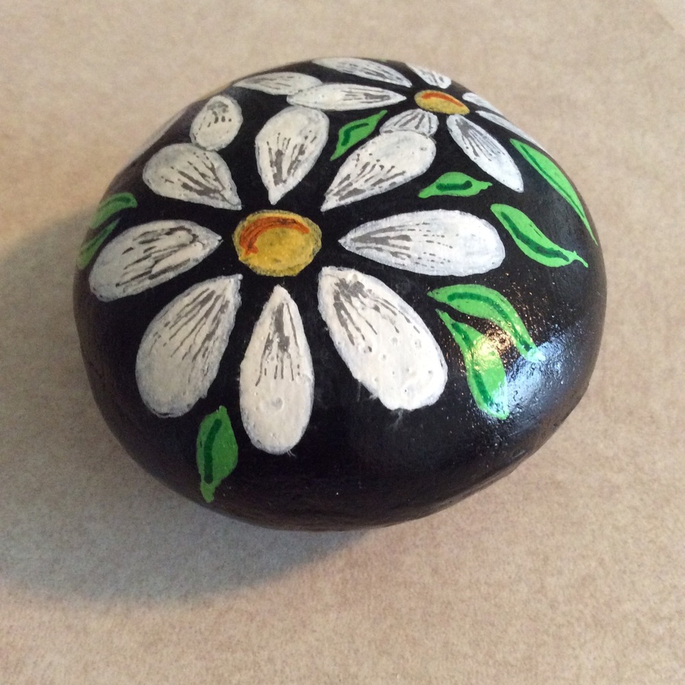 Hand Painted Flower Design Ro͏c͏k - Picture 2 of 4
